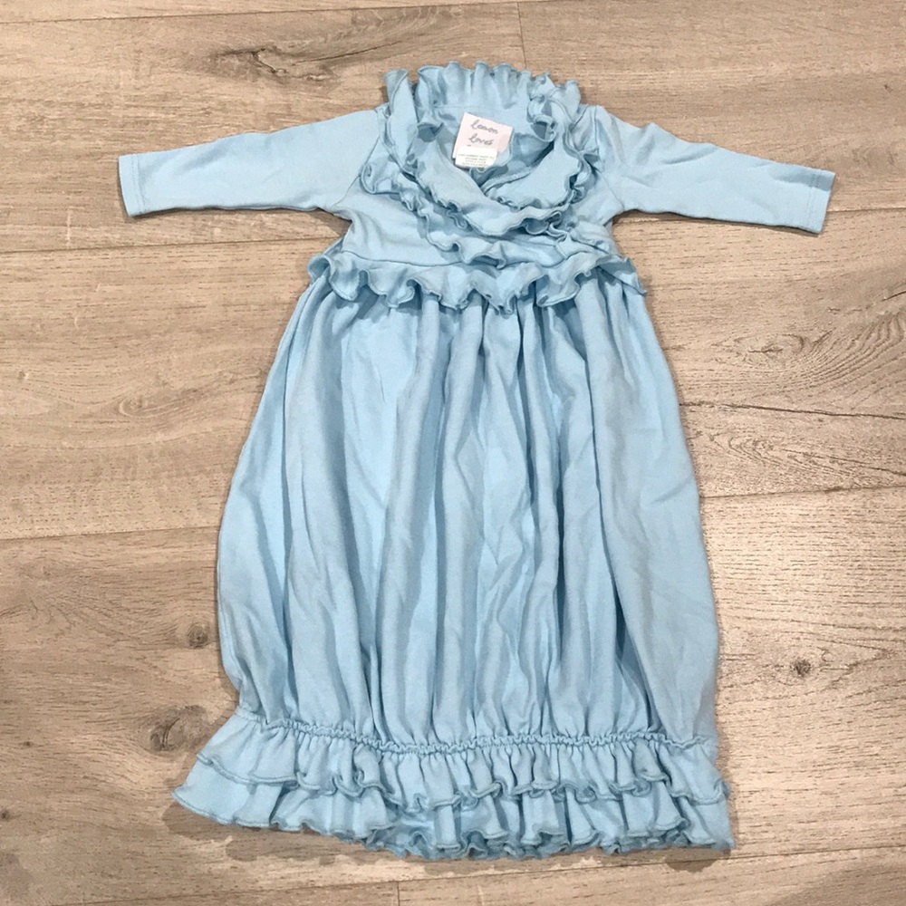 Lemon loves layette baby girl blue gown 0-3 months